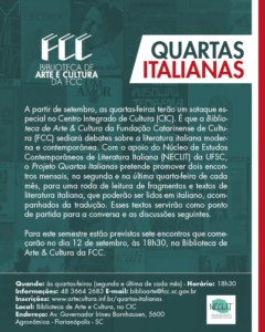 Quartas Italianas - Leituras da literatura italiana para a comunidade @ Centro Integrado de Cultura
